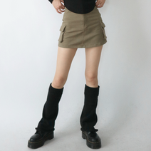 끄레앙 무배 포켓 카고 A라인 미니 스커트