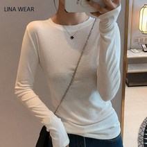 리나웨어 여성 데일리 무지티 긴팔 티셔츠 라운드 넥 긴팔 심플 티