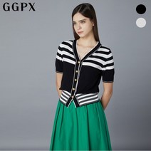 GGPX V넥 금장 스트라이프 하프 니트 가디건 GOHKGA77F