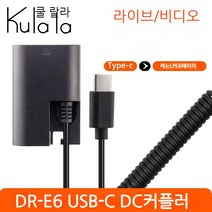 DR-E6 DC 커플러 USB-C 전원 공급 LP-E6NE6NH 캐논 호환 스택 배터리 EOS R5 R6 5D4 90D 80D 7D260D 7D 6D 등 AC 어댑터 사용, DR-E6 아날로그 배터리 케이스, 1개