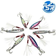 사바 메탈지그 5g 7g 축광 볼락 전갱이 고등어낚시 훅, 사바 메탈지그 7g(레드/실버)-축광