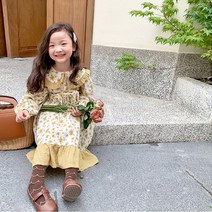 골든 체크프릴 플로럴 원피스 아동복 여아원피스 여아옷 여아의류 여자아동복 키즈원피스 유아원피스 나들이룩 자매룩 등원룩 아동원피스