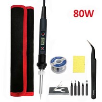 전기 디지털 납땜 인두 스테이션 60W/80W 220V 110V 온도 조절 가능한 용접 팁 도구 액세서리, CHINA, 80W 110V, 80W BLACK SET4