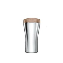 Caffa 이중 벽 여행용 머그 18/10 스테인리스 스틸 및 열가소성 수지 화이트., One size, Brown, Brown