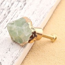 교체 문 손잡이 방 폴딩도어 고리 현관 히든 자연 불규칙한 형석 돌 문 손잡이 싱글 홀 클리어 크리스탈 황, 01 01