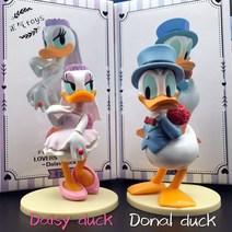 도날드 웨딩 피규어 세트 신혼 부부 결혼 집들이 선물, 도날드 덕 + 데이지 (파랑)