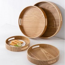 카페 우드 원목 쟁반 손잡이 원형 트레이 원목쟁반 손잡이쟁반 제과점쟁반 쟁반 우드 주방쟁반