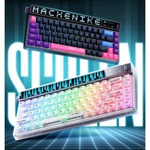 Machenike KT68 기계식 키보드 스마트스크린 LED픽셀 커스텀 매크로, ., 블랙