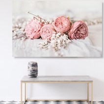 연분홍 라넌큘러스 꽃송이 확대 액자(41X27) 꽃잎 거실꾸미기 커피숍 vip룸, 캔버스액자(옆면연장)