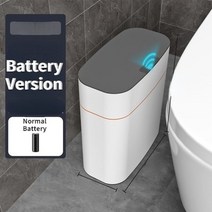 Smart Trash Can Bathroom Toilet Automatic Sensor Garbage Bin with Lid Household Kitchen Narrow Gap W, 06 Battery Gray_02 16L