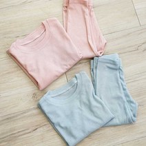 유아 데일리 실내복 파스텔 골지 긴팔 바지 홈웨어룩