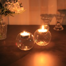 미니 촛대 티라이트 원형 공 유리 캔들 홀더, 트위트(캔들미포함)