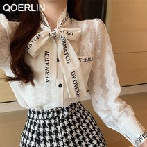 왕리본 블라우스 여성 리본 셔츠 4