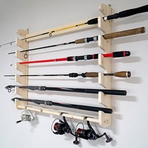 아름데코 원목 낚시대 거치대-벽걸이형-6구, 원목색