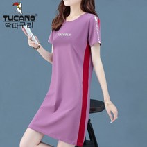 스노우드림 딱따구리 여름 원피스 여자 빅사이즈 루즈핏 반팔티 스커트 슬림 스트레이트 스커트 슬림