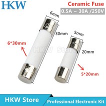 휴즈 휴주 고속 블로우 튜브 퓨즈 세라믹 250V 0.5A 1A 2A 3A 4A 5A 6A 6.3A 8A 10A 15A 20A 25A 30A AMP 520mm 630mm 10 개/, [08] 6.3A, [02] 6X30mm