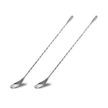 스테인리스 스틸 바 스푼 음료용 믹싱 스푼 긴 컵 피처용 나선형 긴 손잡이 칵테일 스푼 30.5cm (12인치) 칵테일 젓는 바텐더 도구(2개), 4
