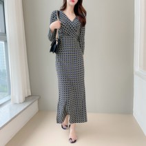 모아젤 스판 브이넥 랩 저지 롱 맥시 원피스 2color