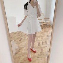 [레티고] 브이넥 루즈 벨트 랩 원피스