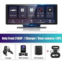 블랙박스 룸미러 1026 quot대시캠 후방 카메라 와이파이 카플레이 및 안드로이드 자동 4K DVR GPS 네비게이션 비디오 레코더 대시 보드 듀얼 렌 24 시간 주차 AUX, Dual LensXGPS XHWK+32G TF Card