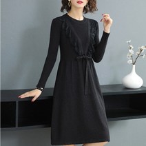 르엠마 키위 니트 레이스 슬림 리본 니트원피스 겨울원피스 가을 원피스