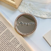 떨샵 미러톡 거울 스마트톡 하트 엔틱 휴대폰걸이, 1개, 레터링미러톡(골드라운드)