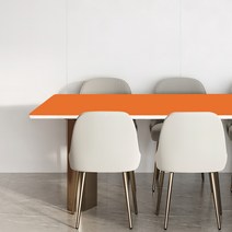 양면 가죽 방수 식탁보 모서리라운딩 5mm, 오렌지 + 라이트브라운, 100 x 210 cm