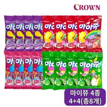 크라운 마이쮸 딸기 92g + 복숭아 92g + 사과 92g + 포도 92g 4+4(총8개), 마이쮸 사과92g 4개, 마이쮸 복숭아92g 4개