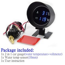 범용 2 인 1 LCD 자동차 오일 압력 게이지 + 수온 온도 센서 12V/24V, 04 2 IN 1 Gauge