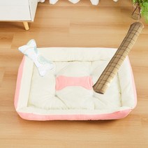 대형 강아지쿠션 반려동물 침대 고양이 매트 해먹 애견 쇼파 방석 대형견 중형견, 90X70 70근이내, 연분+돗자리+천골 배달끈