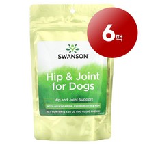 리암마켓 Swanson 스완슨 강아지용 고관절 관리 보충제 글루코사민 콘드로이틴 MSM 함유 츄어블 60개 180g 1팩, 6팩