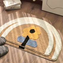 반달모양 씽크대 주방 욕실 싱크대 침대 발매트 발닦개 극세사 러그 매트 도어매트, 플라워반달매트대