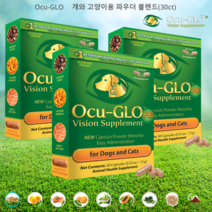 강아지 눈 백내장 오큐글로 츄 파우더 항산화제 아연 오메가3 효능 영양제 개별포장 30정 3병