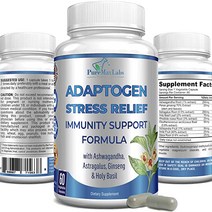 홍경천 Adaptogen Stress Relief Immune Support Formula 60 캡슐 Ashwagandha Astragalus 인삼 홀리 바질 Rhodiola Am