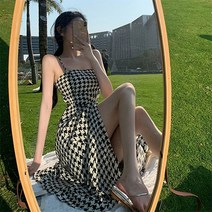 LV 하운드 체크슬릿 나시롱피스