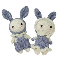 QDY 수제 DIY 초보자 크로 셰 뜨개질 세트 토끼 선물용 크로 셰 뜨개질 배우기에서 나만의 인형 만들기, 18cm, 실, 밝은 회색