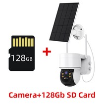 태양광 패널 인버터 설치 태양열 10 0P 와이파이 카메라 야외 CCTV 비디오 감시 전지 충전식 배터리 무선 IP PTZ 카메라 2MP 광 충전 스마트 디지털 탐지, 04 1080P Add 128GB Card, 04 1080P Add 128GB Card