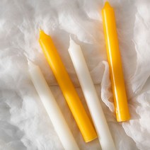 허니 밀랍 테이퍼 캔들 꿀초 비즈왁스 긴초, 옐로우, 유리 촛대 추가