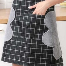 체크무늬 다용도 방수 앞치마 화이트