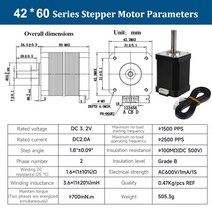 3D프린터부품 노즐 키트 3D 프린터용 CNC 조각 밀링 머신 42 Nema 17 스텝퍼 2 상 23mm 40mm 48mm 60mm, 9.60mm High With Cable