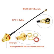 안테나 케이블 IPEX4 MHF4 여성 3g 4g WIFI 어댑터 RF 동축 RF1.13 피그 테일 확장 점퍼에 방수 SMA 격벽, [04] RPSMA F to MHF4 F, [07] 50CM