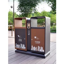 폐건전지수거함 분리수거함 야외 쓰레기통 스테인레스 스틸 대형, 그레이화이트 투컬러 + 201스테인리스