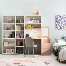 리바트 프레일 1200 전면책상 우형(8색), 전면책상 우형 (화이트상판/그레이책장)