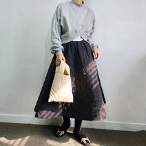 907 패딩 플레어스커트/ 밴딩 누빈 스커트/ 3온스 따뜻해요/ 55-77