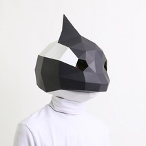 종이가면 3D 동물 얼굴가면 3D 종이 금형 고래 상어 개구리 해마 머리 마스크 헤드 기어 동물 모델 할로윈, 01 Non-finished No Glue, 02 다크 그레이