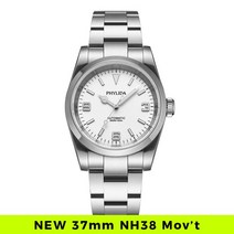 고급시계 오토매틱 nh35 PHYLIDA-37mm 탐험 화이트 폴라 다이얼 NH38 손목 시계 150M WR 남성용 자동 빈티