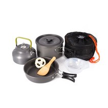 코펠 냄비 캠핑 조리기구 야외 세트 피크닉 등산 여행 주전자 바비큐 접시 그릇 낚시 휴대용 반합 커피, 단일사이즈, 코펠 세트