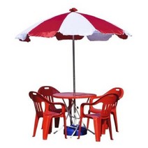 낚시 4인용 파라솔세트B(대-흰빨-받침포함) 야외 캠핑, 원형_흰색_회색