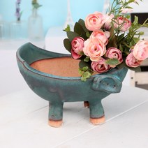 [인아트스튜디오] 토어도예 대형 대박나는 구유(5종/택1) - 다육 예쁜 도자기 잎꽂이 분재, 1-에메랄드