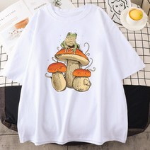 미적 버섯 어두운 학계 개구리 새로운 남성 티셔츠 힙합 스웨트 티셔츠 여름 탑스 코튼 오버 사이즈 남성 의류
